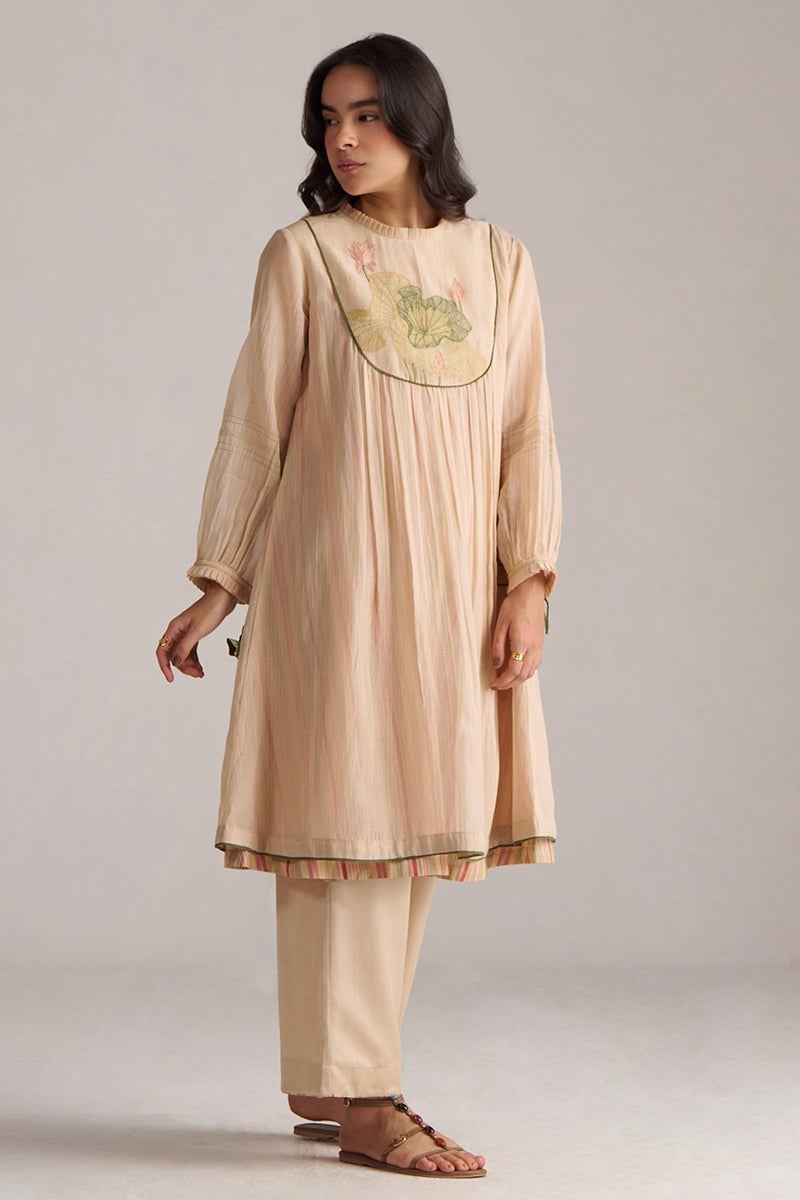 Macadamia Kota Silk Kurta and Pant Co-ord Set