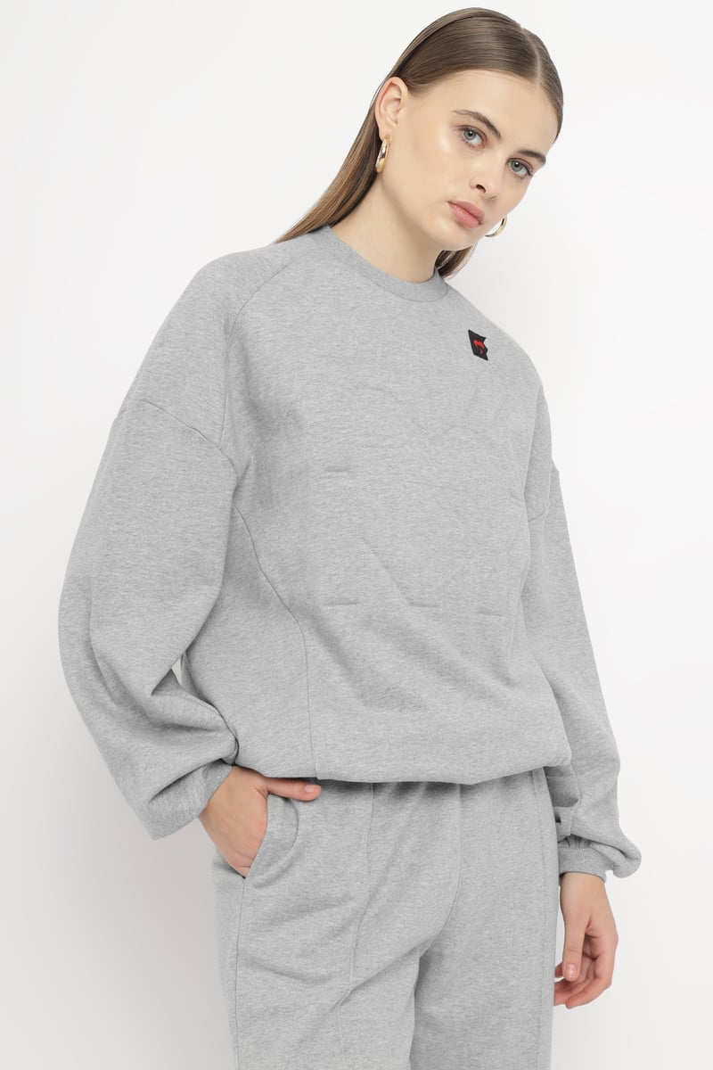 Light Grey Relaxed-Fit Crewneck Sweatshirt