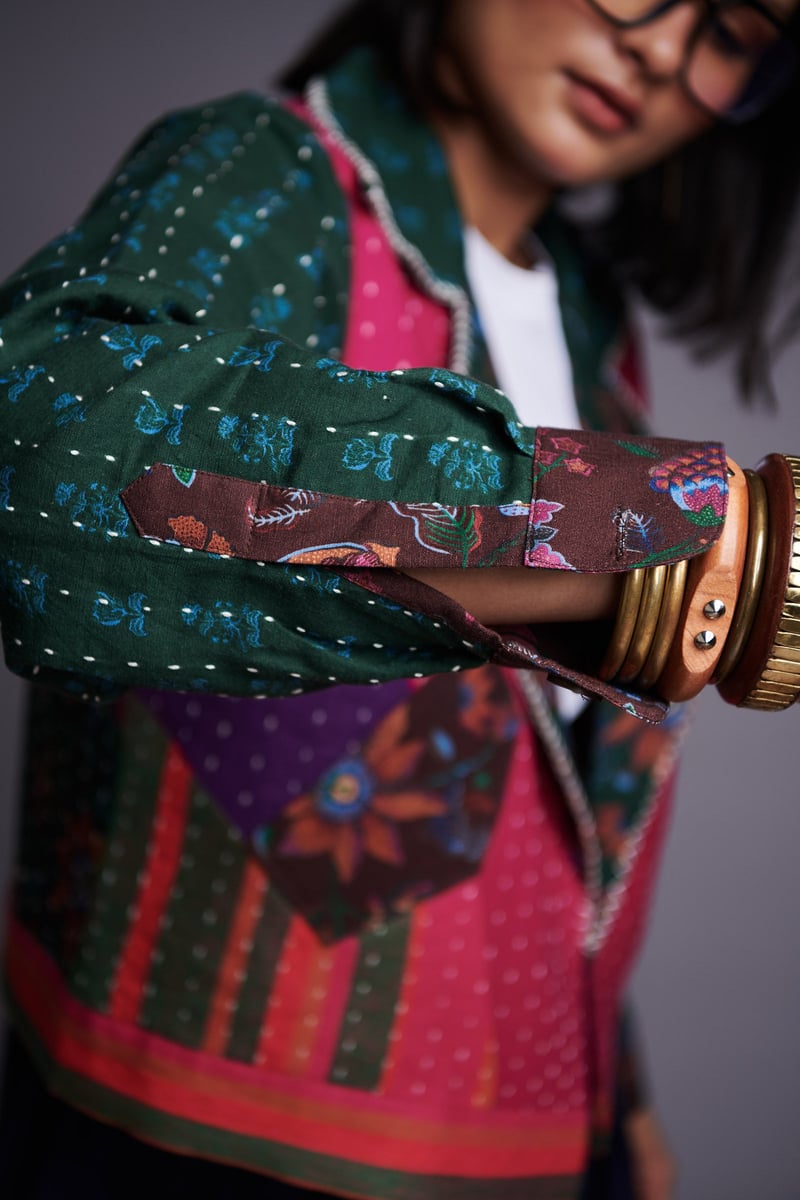 Rani Kantha Patchwork Cropped Bolero Jacket