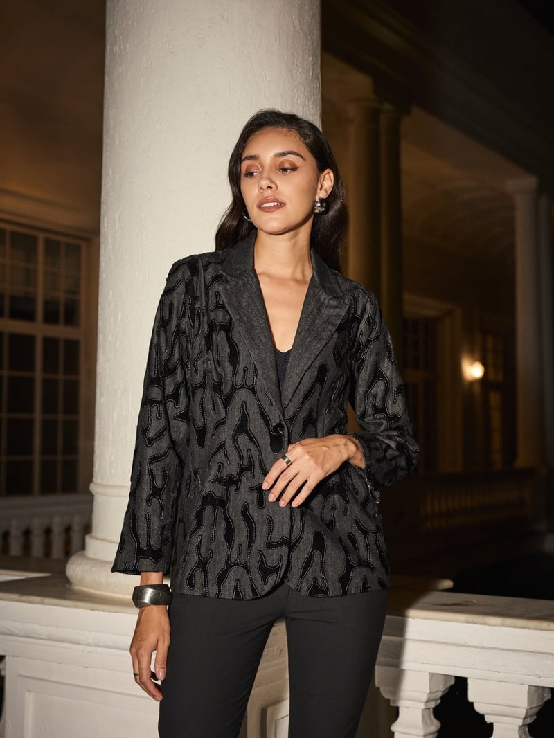 Arden Denim Velvet Blazer