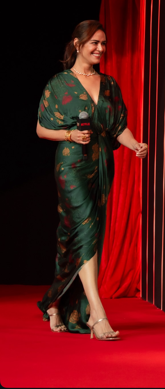 Bottle Green Floral Plunging Kaftan Maxi Gown
