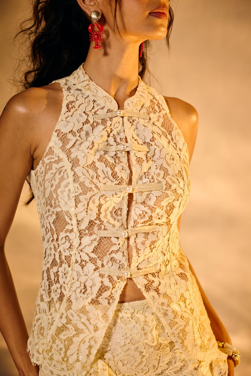 Santorini Lace Ruffled Mini Skirt