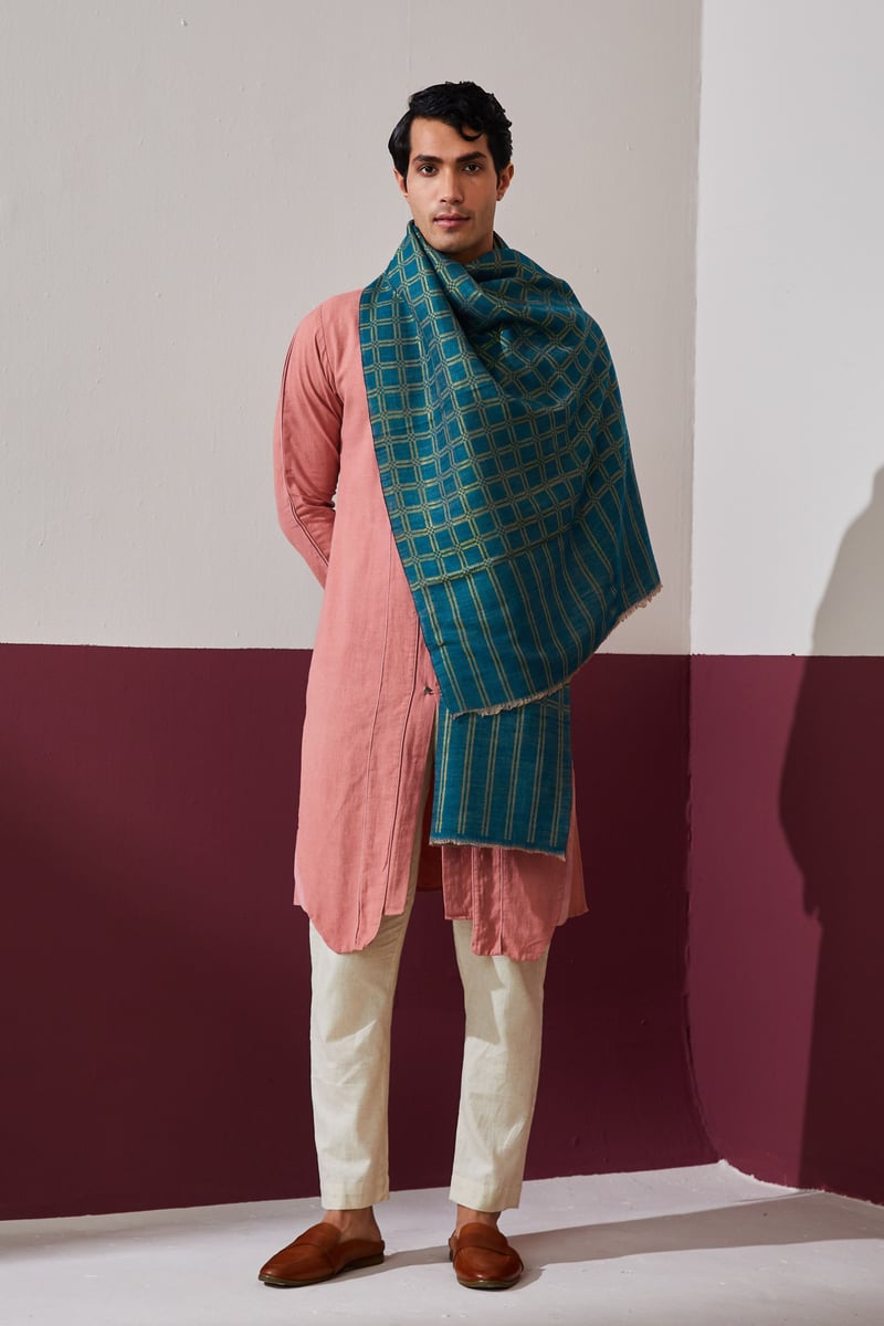 Zari Check Reversibles Pashmina Stole