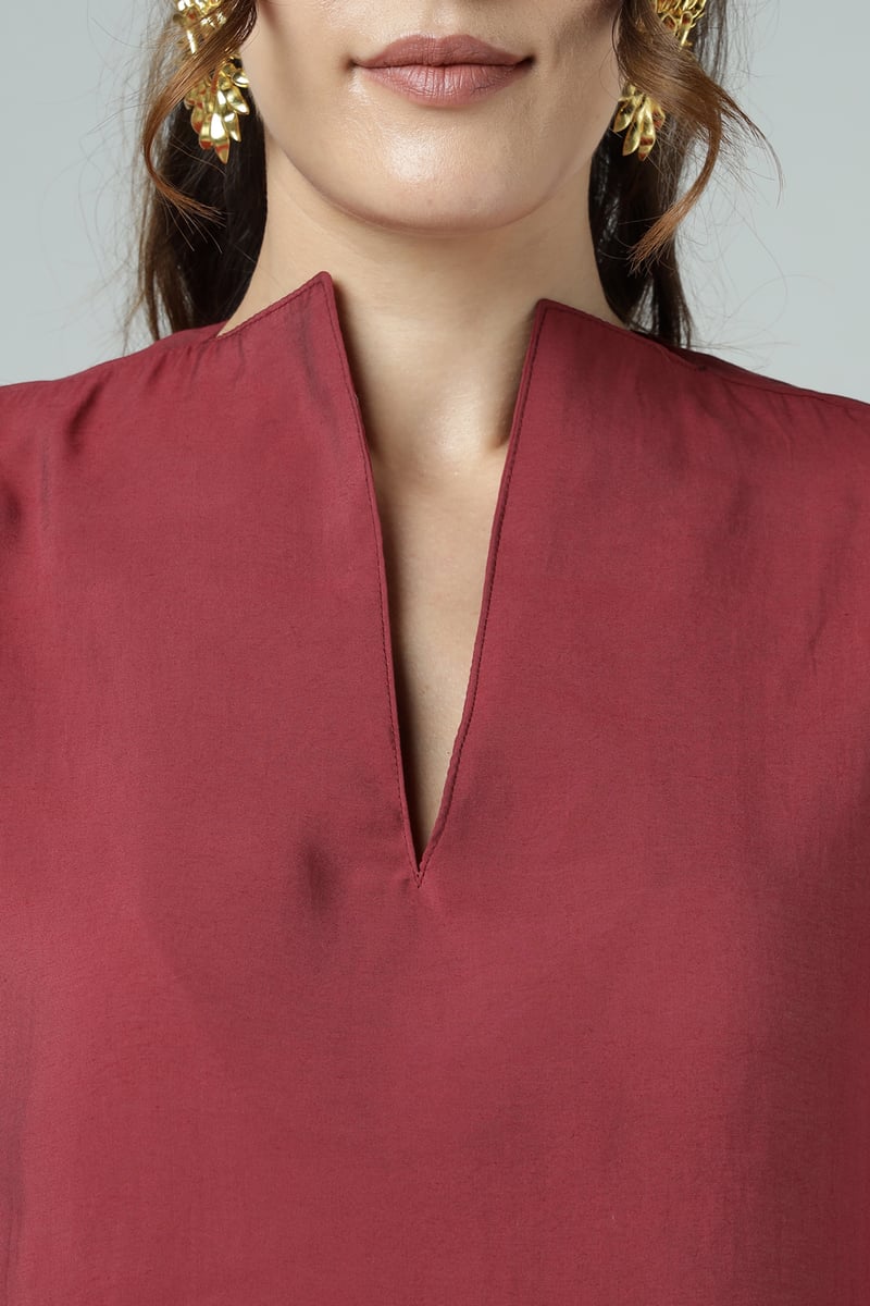 Bordeaux Tunic and Wide-Leg Pants Co-ord Set