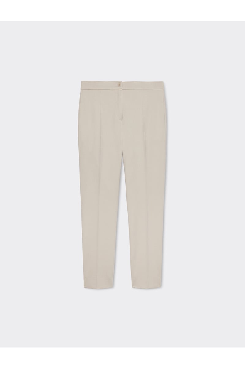 Beige Slim-Fit Cigarette Trousers — ELENA MIRO