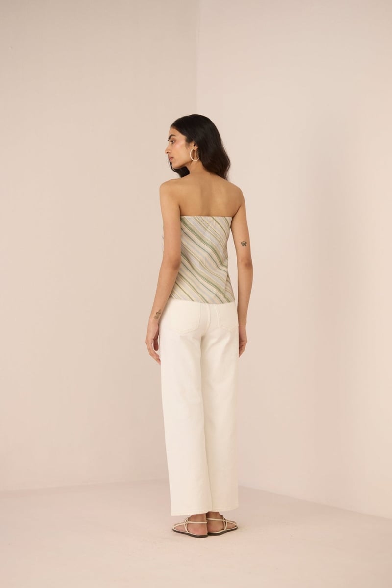 Shoreline Stripe Cotton Linen Tube Top