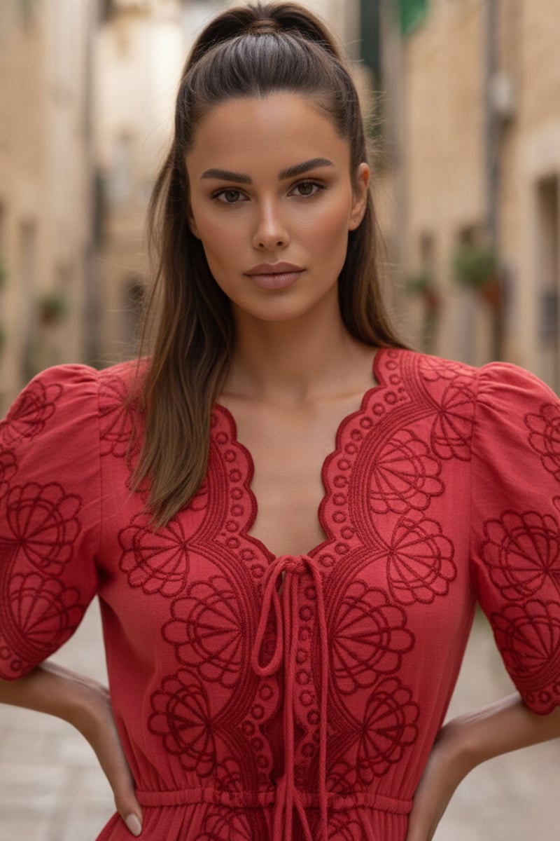 Pink Scallop Embroidered Top and Maxi Skirt Co-ord Set