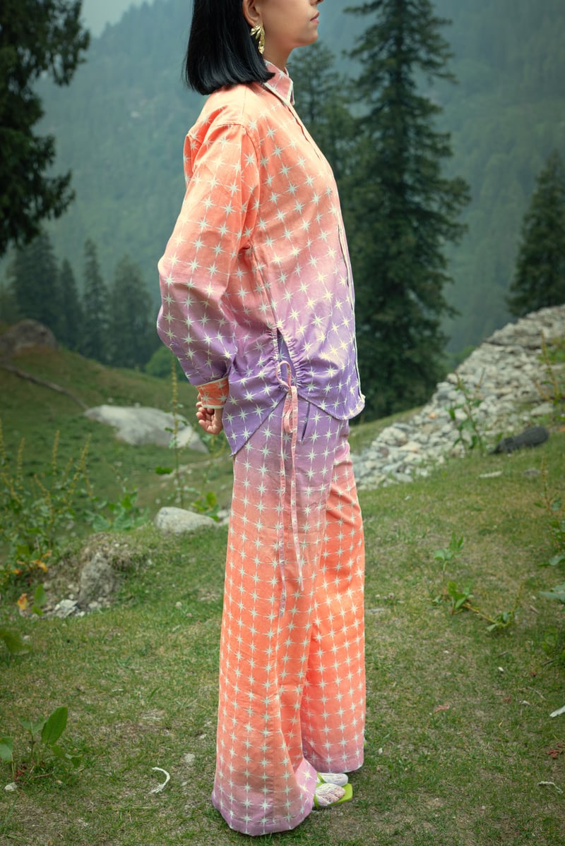 Ombre Starburst Shirt and Wide-Leg Trouser Co-ord Set
