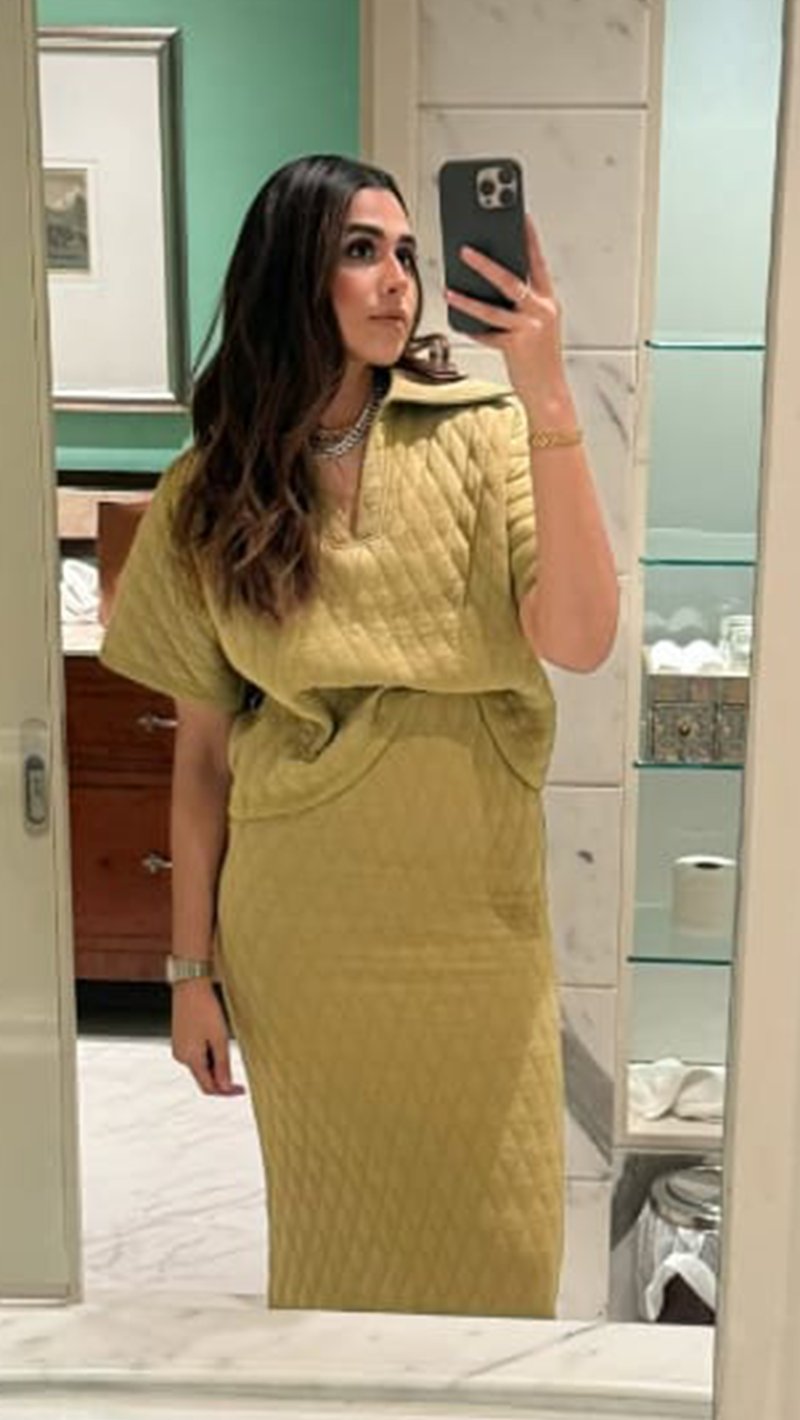 Olive Quilted Collared Relaxed-Fit Top