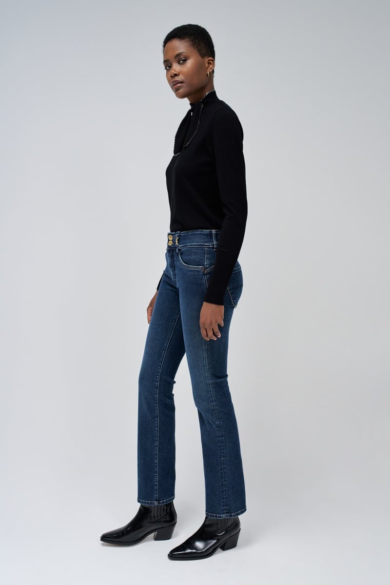Medium Wash High-Rise Straight-Leg Jeans