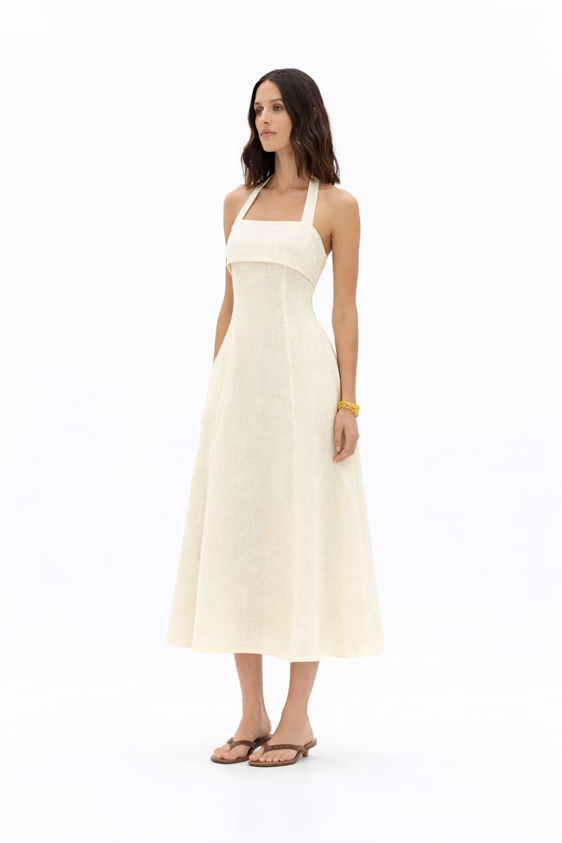 Noa Buttercream Linen Dress