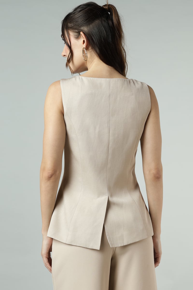 Champagne Tailored Slim-Fit Statement Button Waistcoat