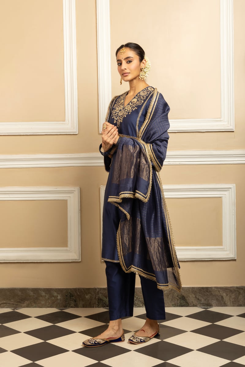 Sanya Silk Chanderi Handcrafted Kurta Set