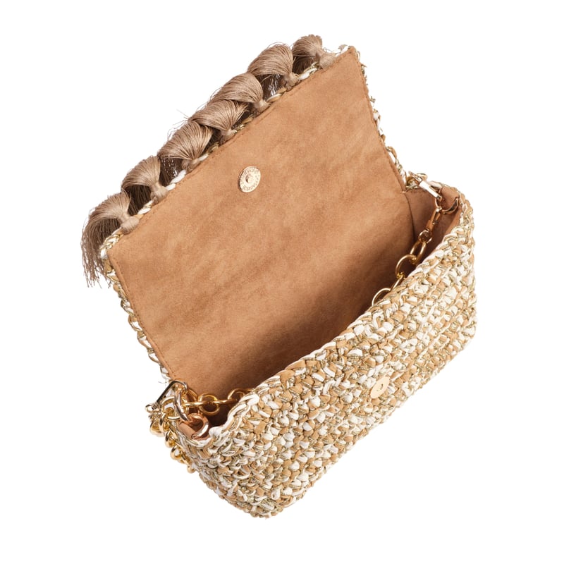 Jena 3 Weave Beige & Gold Raffia Crossbody