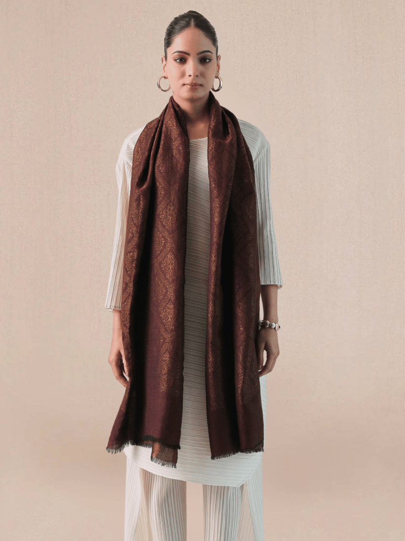 Wool Reversible Zari Stole — Shaza