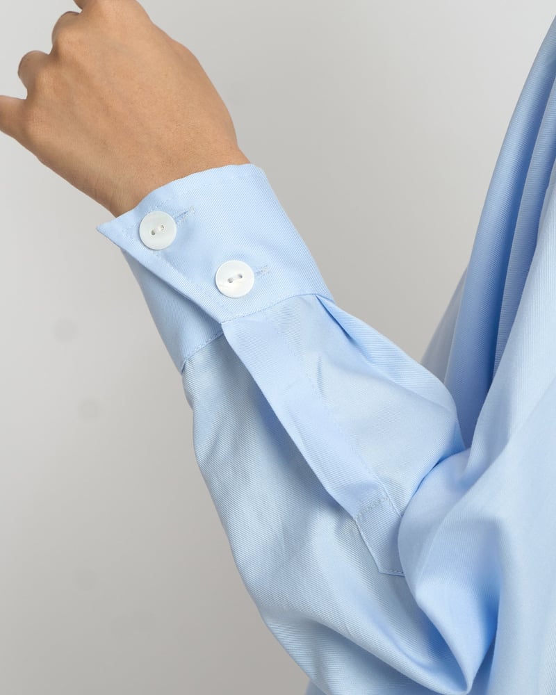 Sky Blue Oversized Cotton Button-Down Shirt