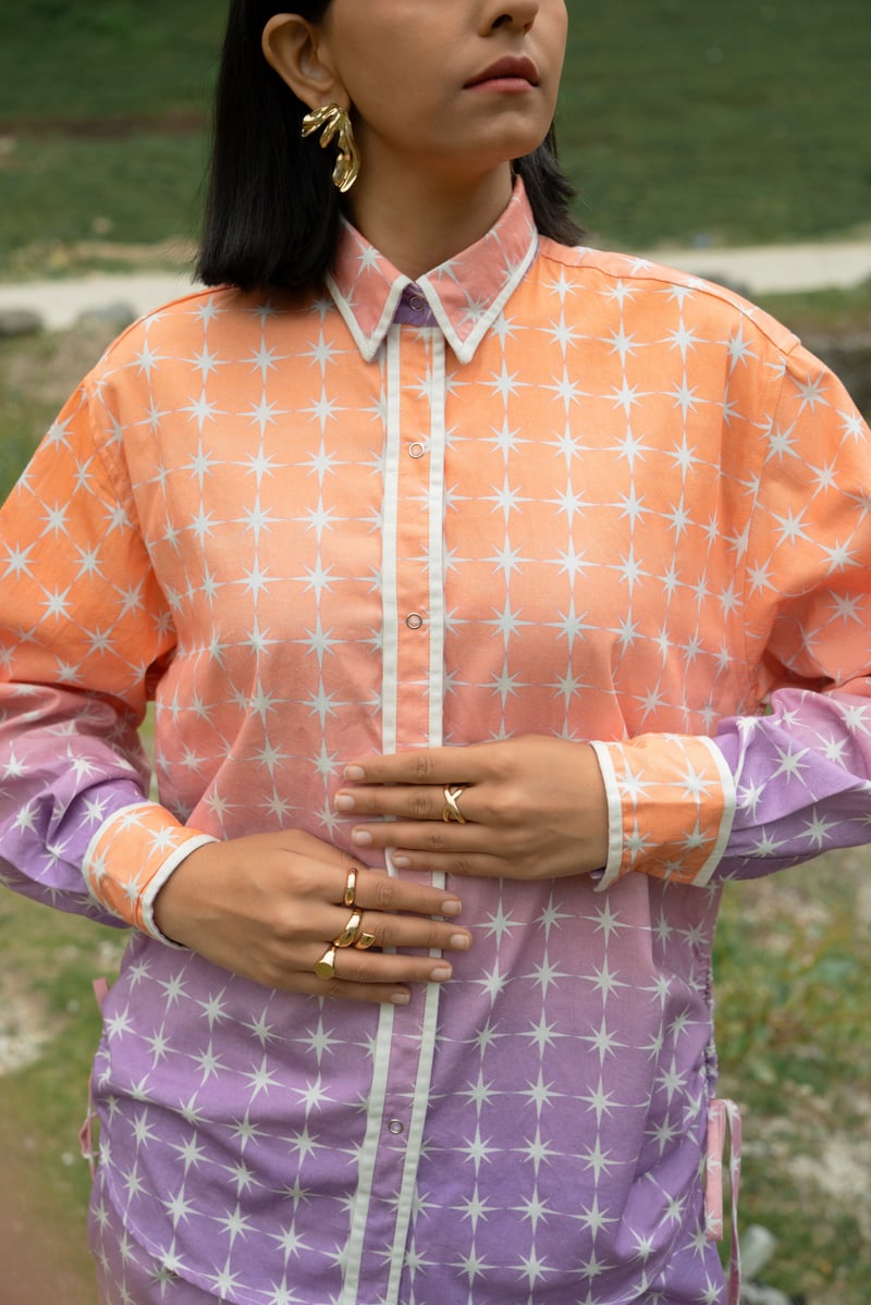 Ombre Starburst Shirt and Wide-Leg Trouser Co-ord Set