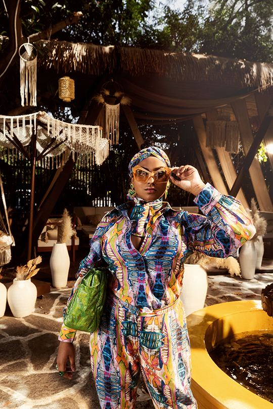 Blue Abstract Print Shirt and Wide-Leg Pants Co-ord Set — MAI TAI