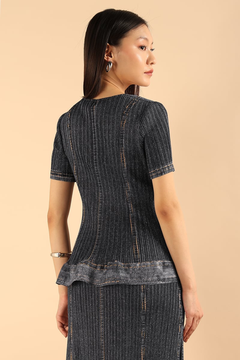 Black Button-Front Peplum Top and Maxi Skirt Co-ord Set