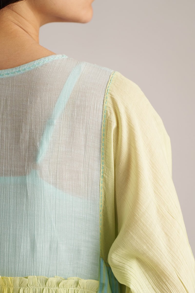 Pastel Colorblocked A-Line Top Co-ord Set with Wide-Leg Pants