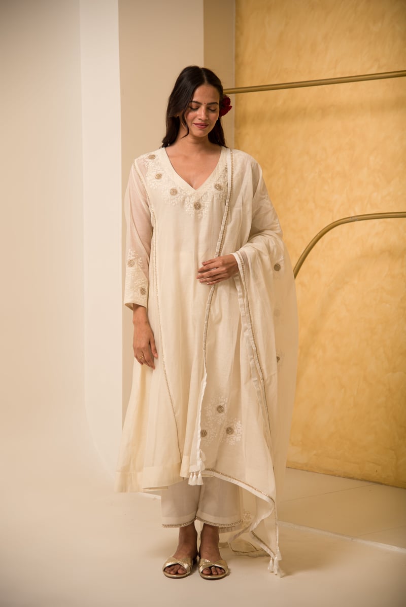 Kyra V-Neck chanderi suit set — Kyra