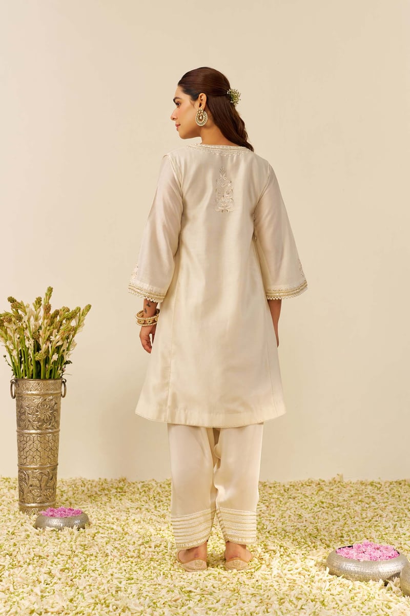 Daisy Ivory Embroidered Short Kurta and Salwar Set