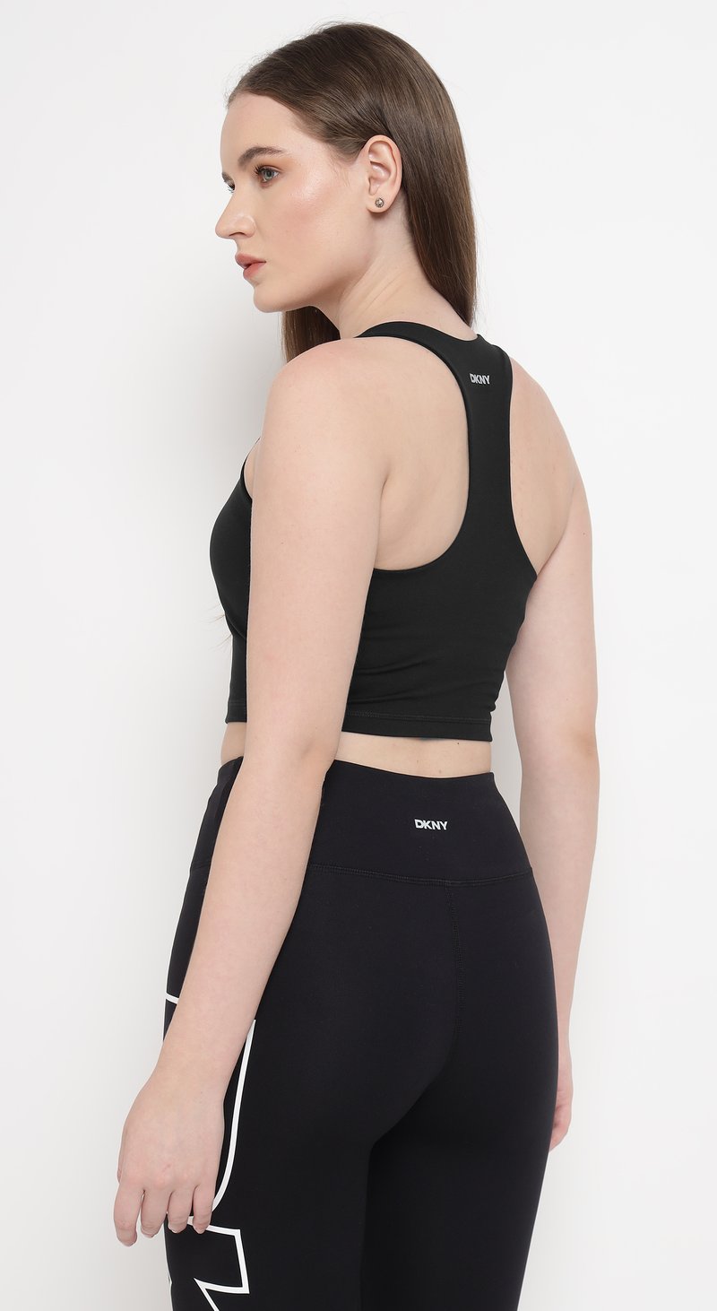 Black Longline Scoop Neck Racerback Sports Bra