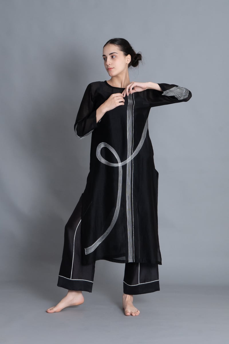 Khat Pantone Embroidered Dress Co-ord with Scraff