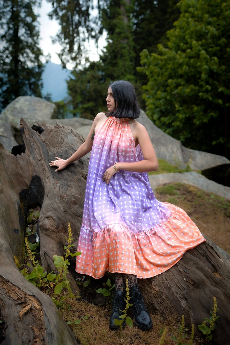 Twilight Print Ombre Halter Midi Dress