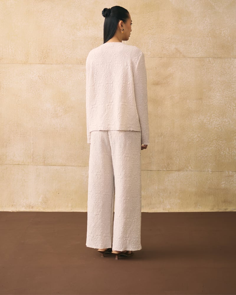Ivory Textured Button-Front Co-ord Set