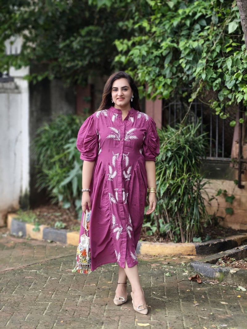Magenta Pink Dori Embroidered Fit and Flare Maxi Dress
