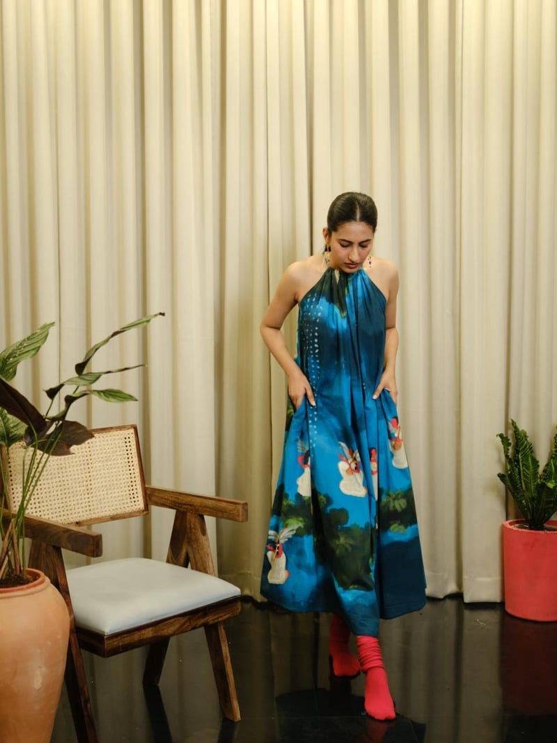 Kadhali Blue Halterneck - Long