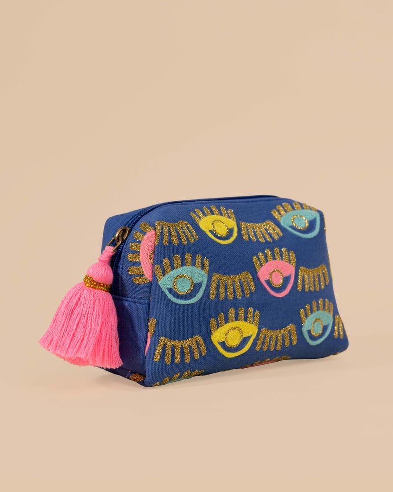 Makeup Pouch- Evil Eye Blue