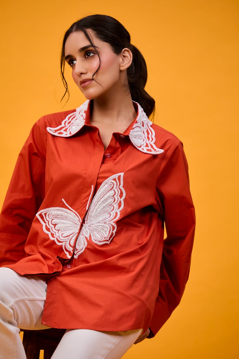 Rust butterfly shirt