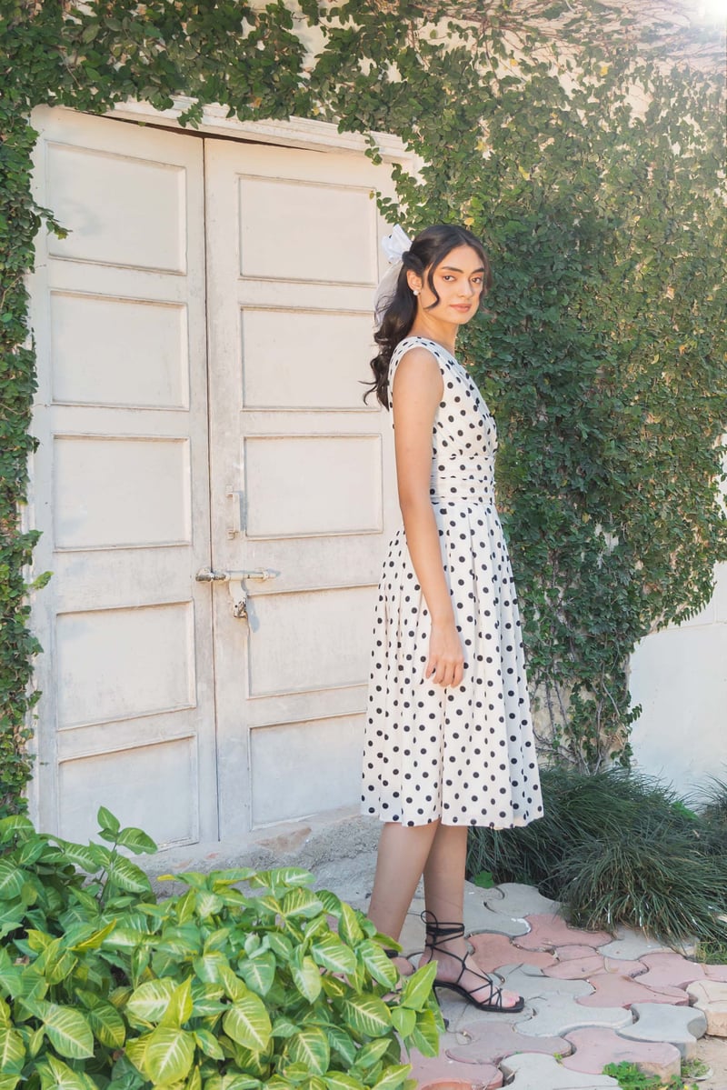 Off-White One-Shoulder Polka Dot Georgette Midi Dress