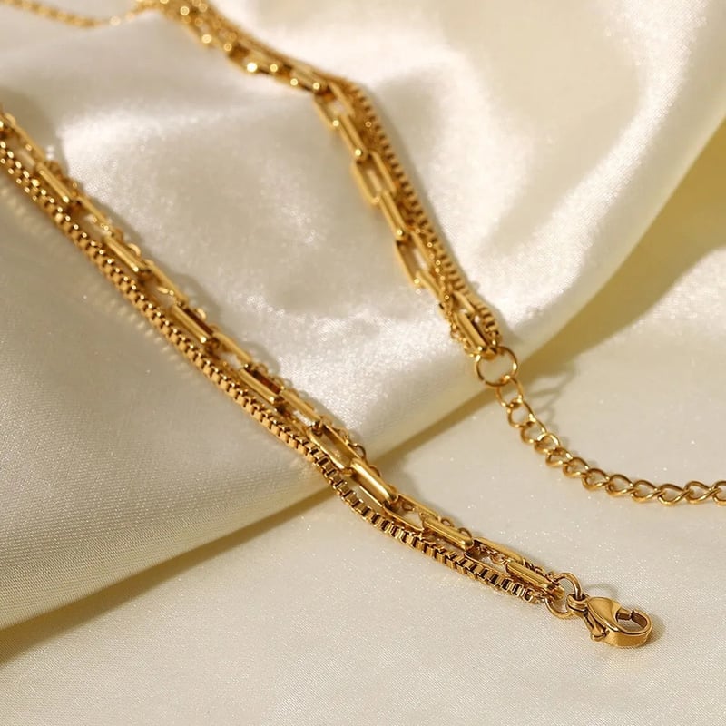 Triple Layered Snake Paperclip Necklace, Hailey