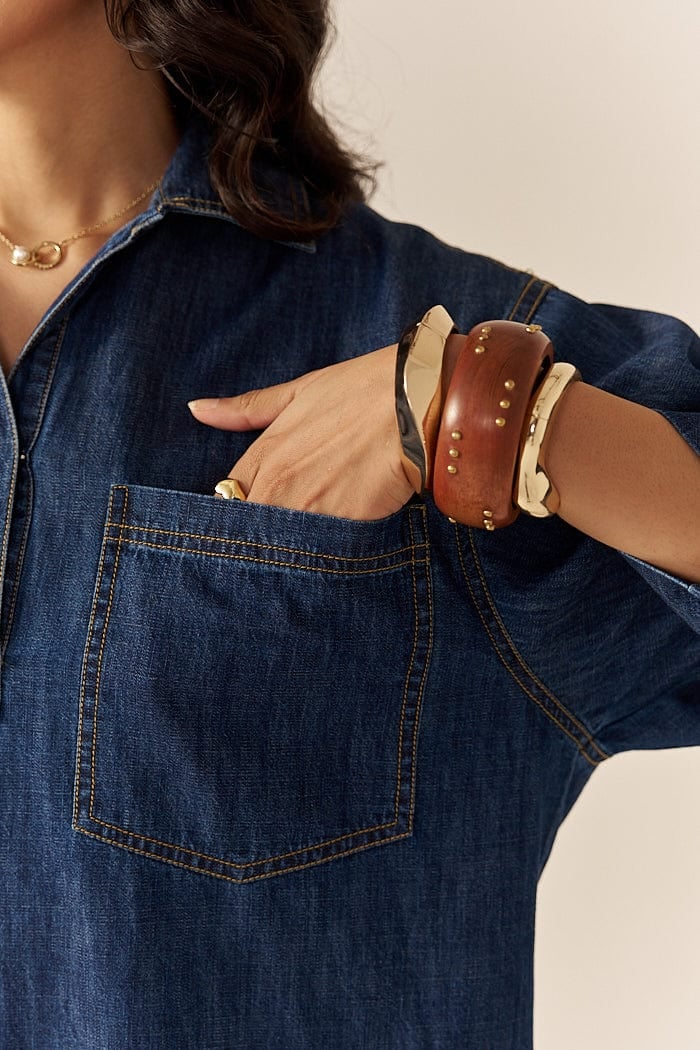 Blue Denim Shirt and Flared Pants Co-ord Set