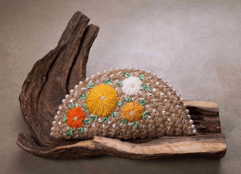 Yellow Dahlia Silver Half Moon Clutch Bag — Dhaaga Life