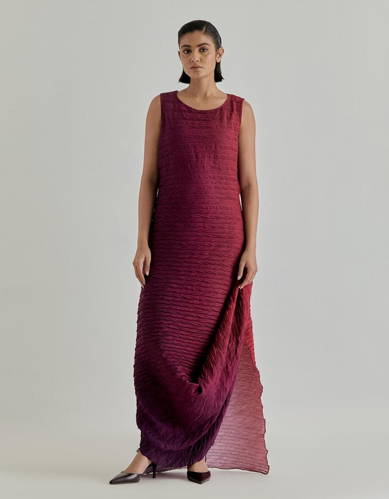 Rosette Nomad Cape Paired With Crinkle Dress