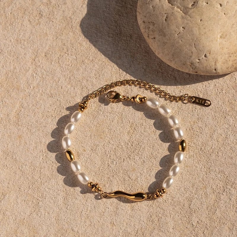 Glass Pearl Beads Chain Bracelet, Harper