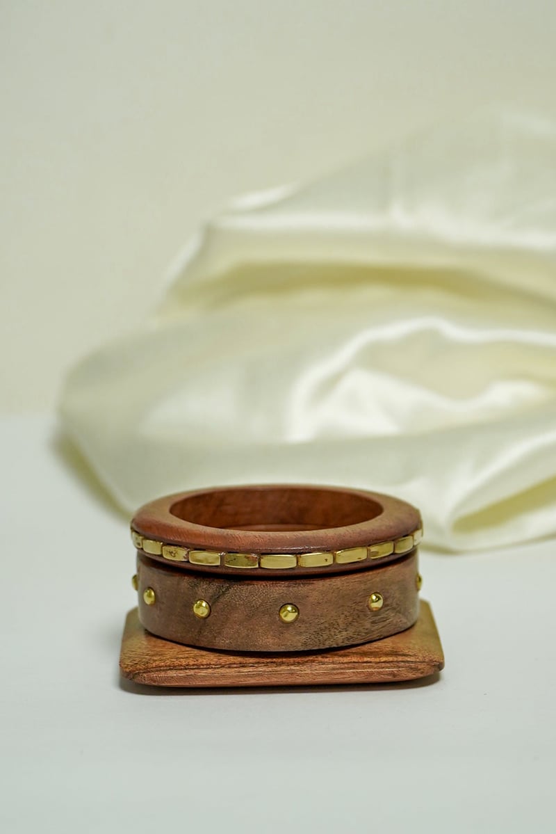 Ember Wood Bangle Stack - Set of 3