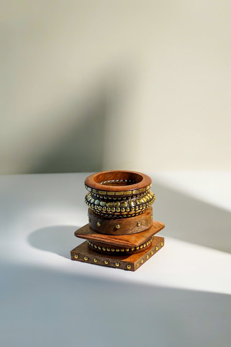 Handcrafted Wood Bangle Stack - Set of 6