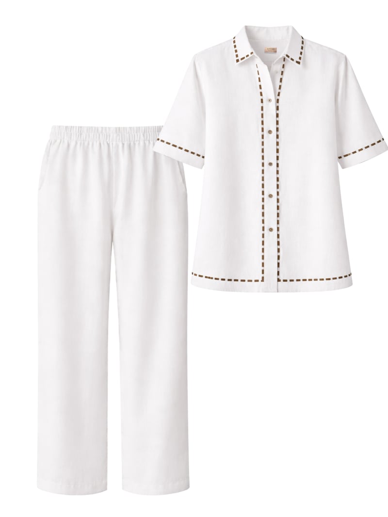 Vanilla Cotton Linen Shirt and Pants Co-ord Set