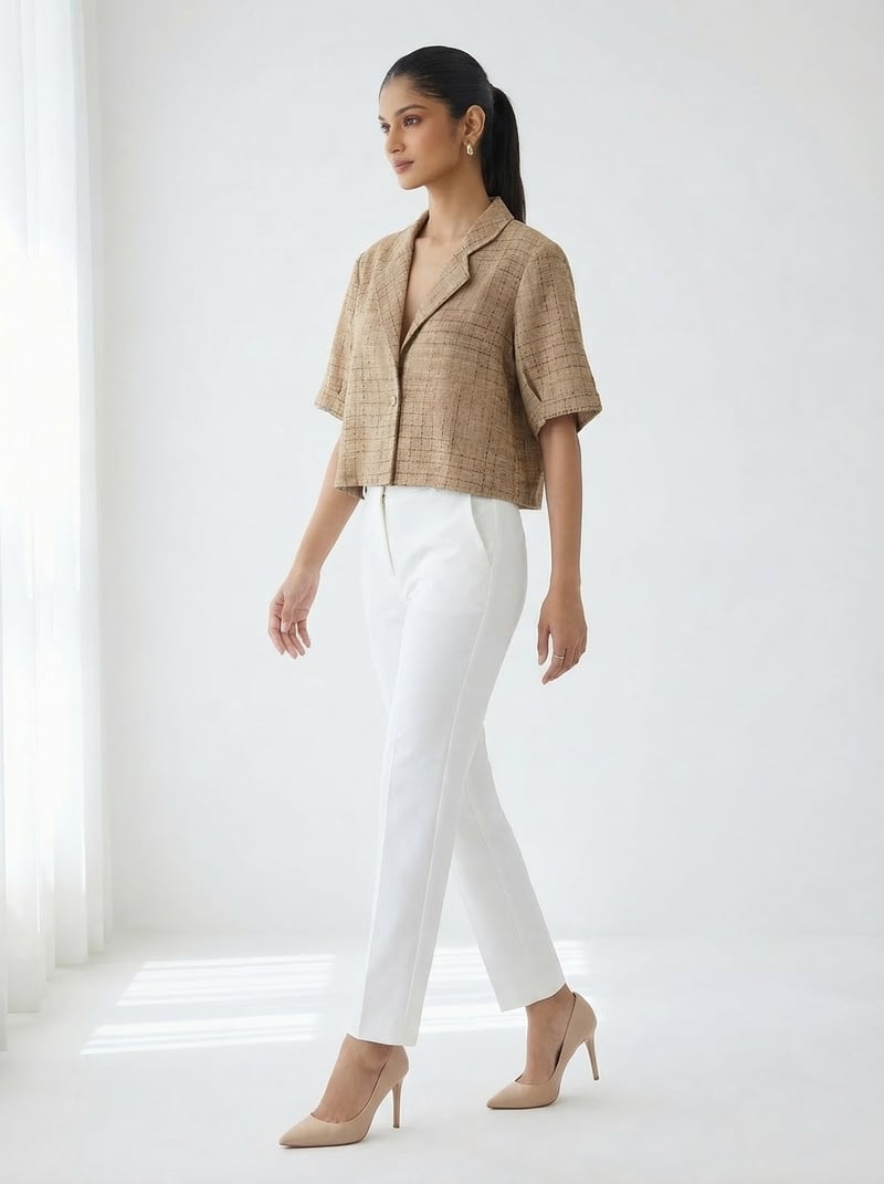 Beige Cropped Jacket