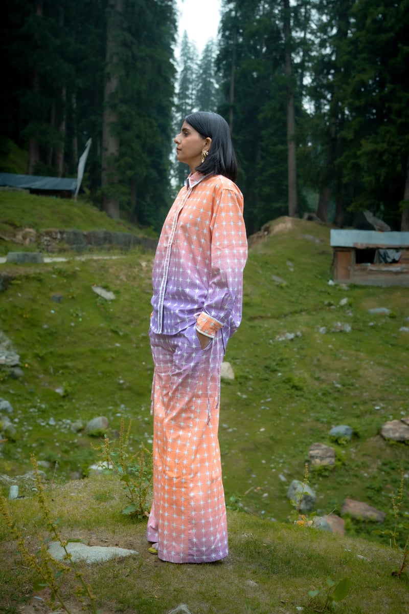 Ombre Starburst Shirt and Wide-Leg Trouser Co-ord Set