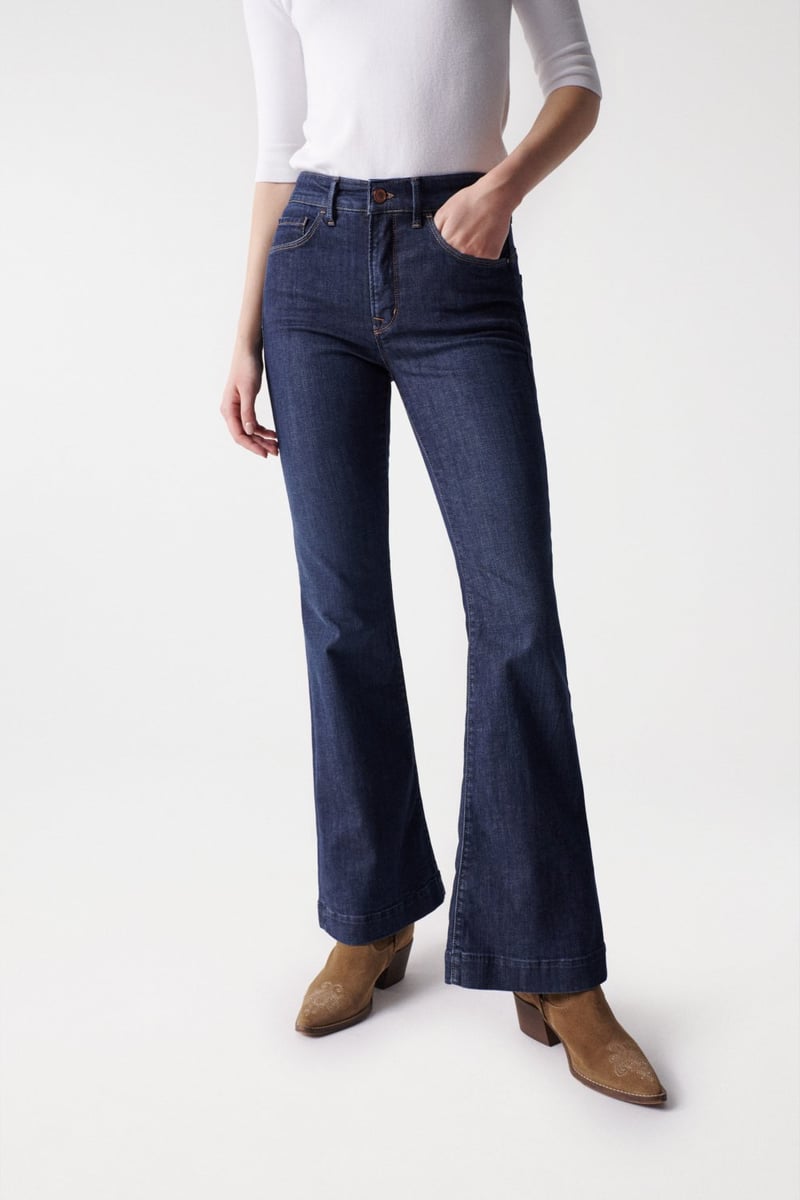 Dark Wash High-Rise Flared Jeans