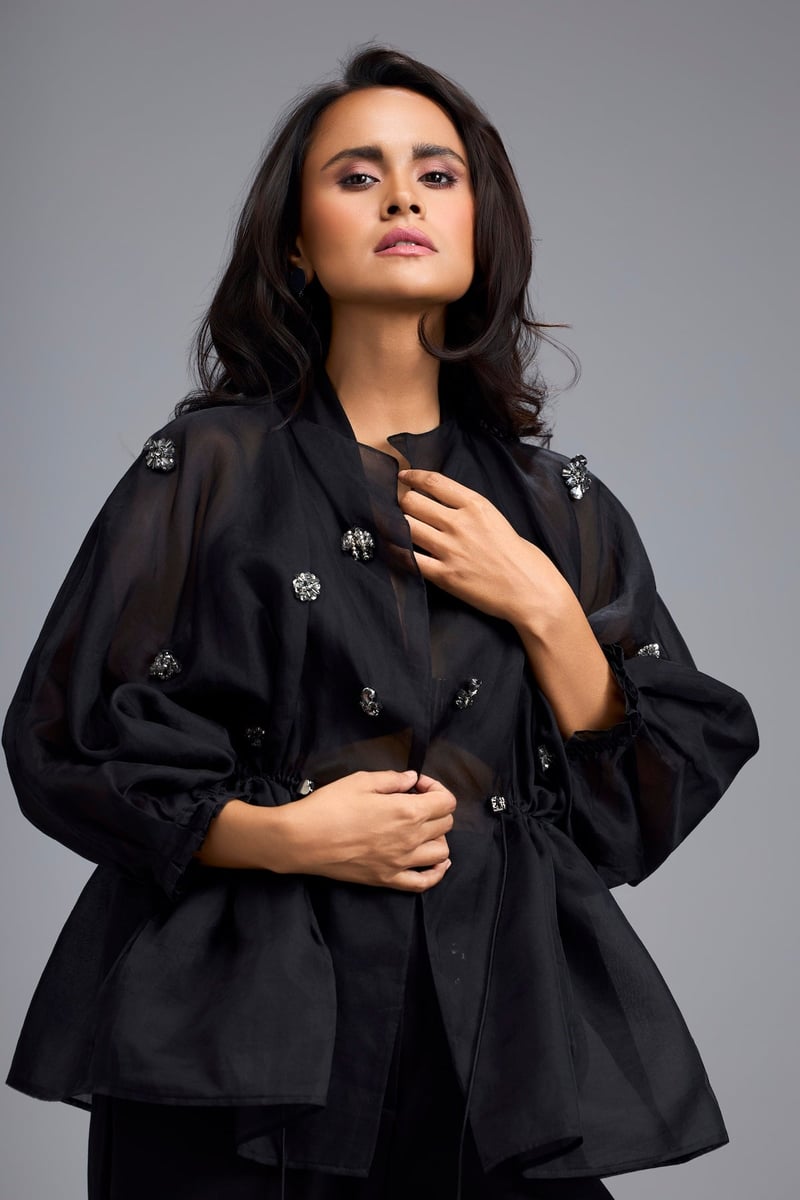Embellished Organza Top
