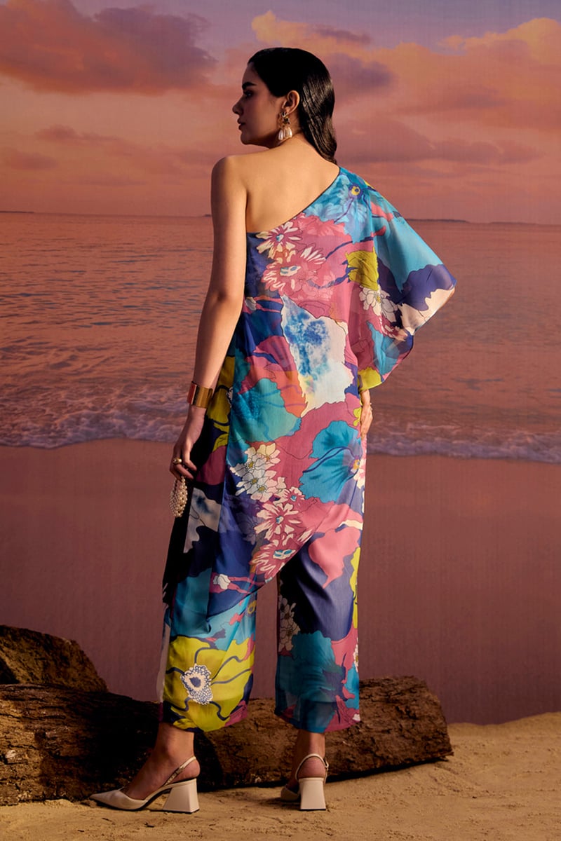 One Shoulder Printed Jumpsuit