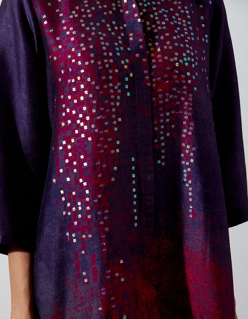 Maroon Purple Dupion Silk Kurta Pant Co-ord Set