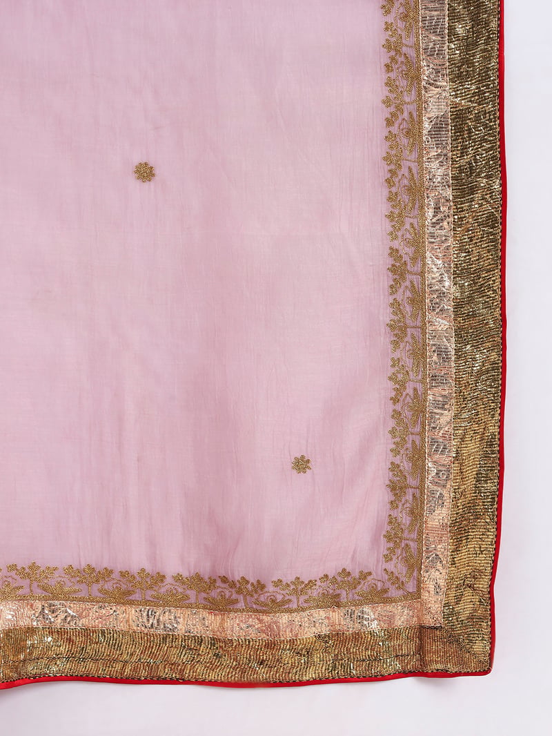 Lilac Mal Chanderi Anarkali Set with Pants and Dupatta